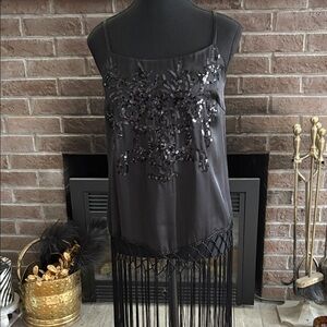 Black Brand Black Camisole with Sequins & Fringes.